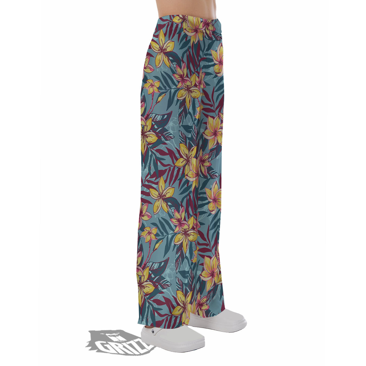 Plumeria Frangipani Tropical Print Pattern Pajama Pants-grizzshop