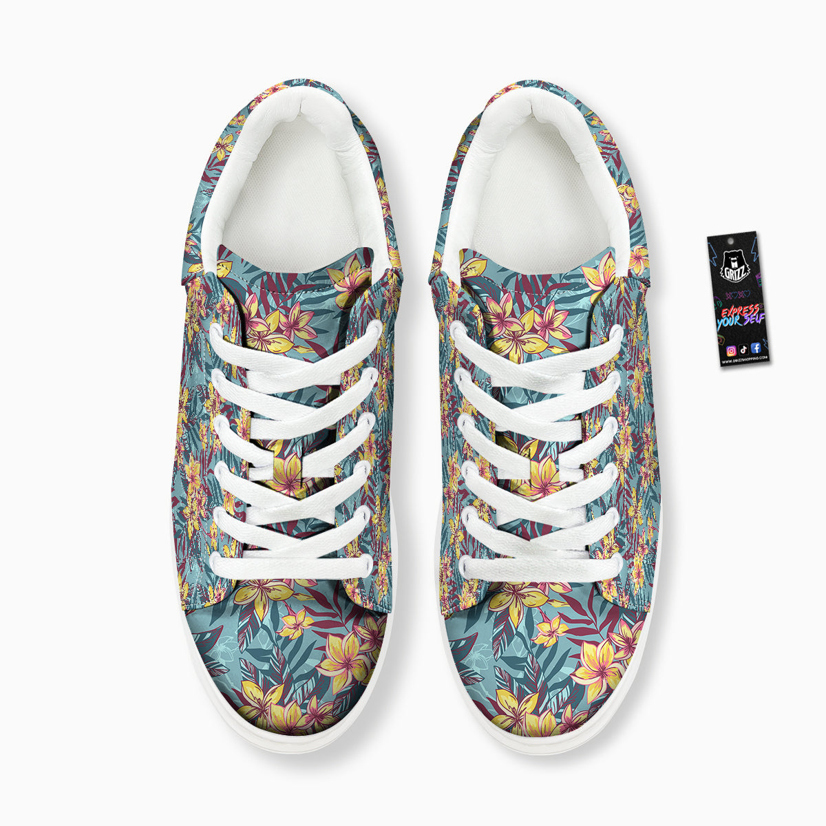 Plumeria Frangipani Tropical Print Pattern Platform Shoes-grizzshop