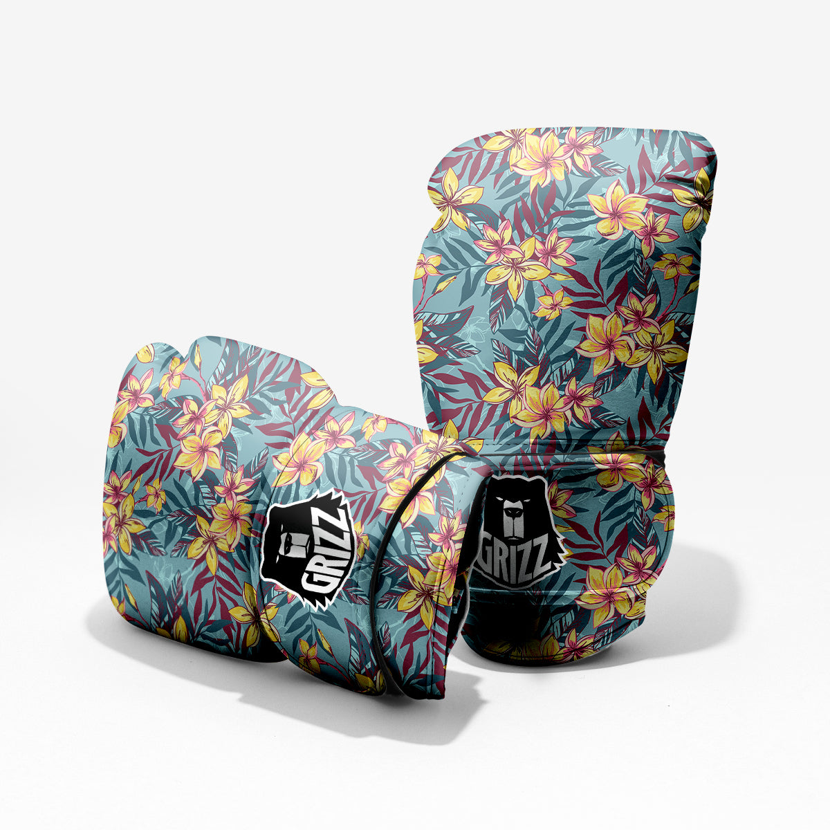 Plumeria Frangipani Tropical Print Pattern Sparring Gloves-grizzshop