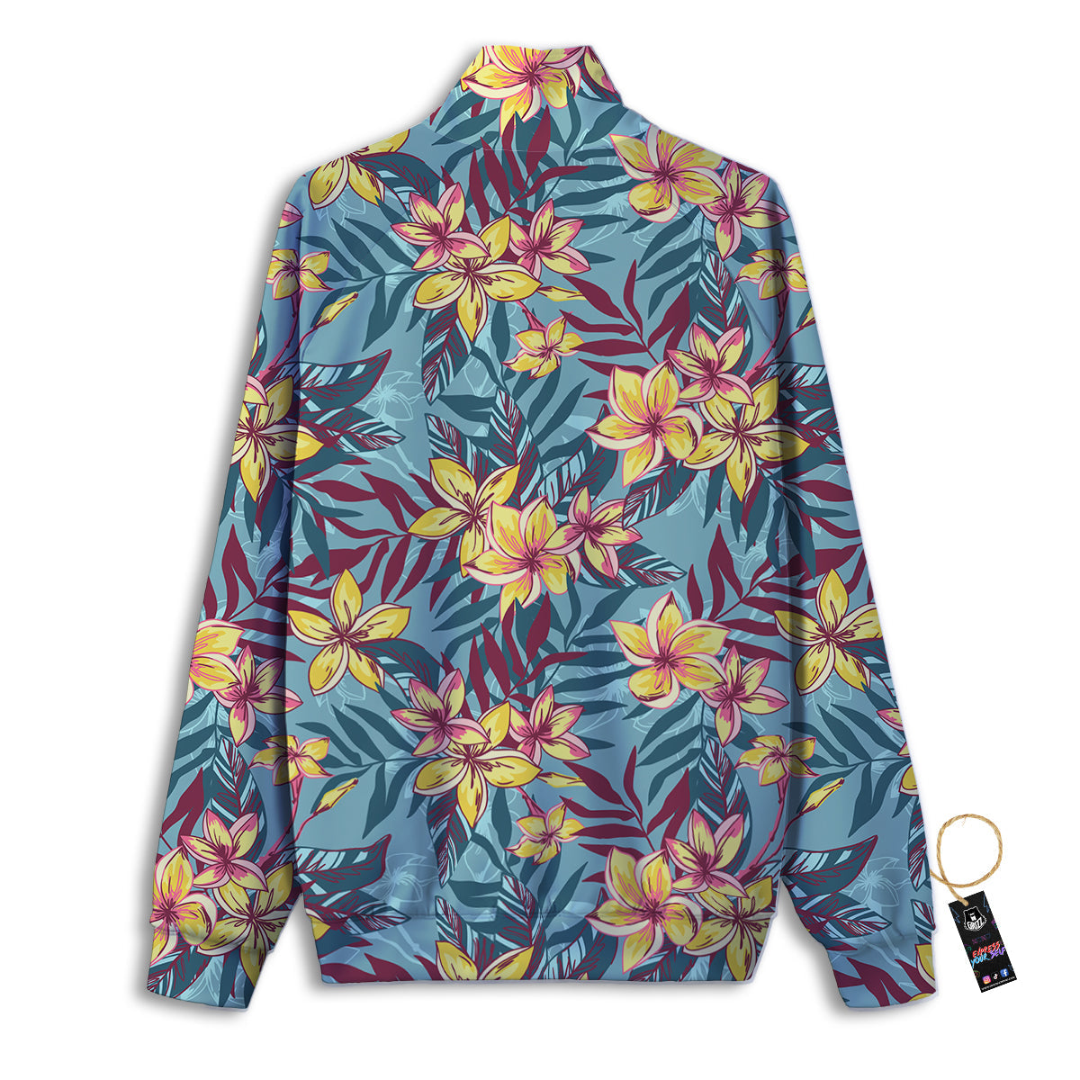Plumeria Frangipani Tropical Print Pattern Track Jacket-grizzshop