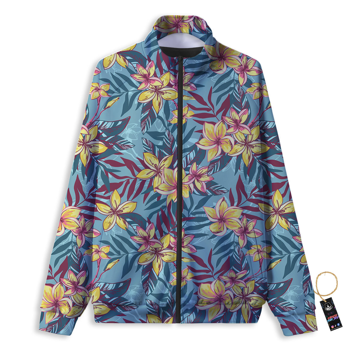 Plumeria Frangipani Tropical Print Pattern Track Jacket-grizzshop