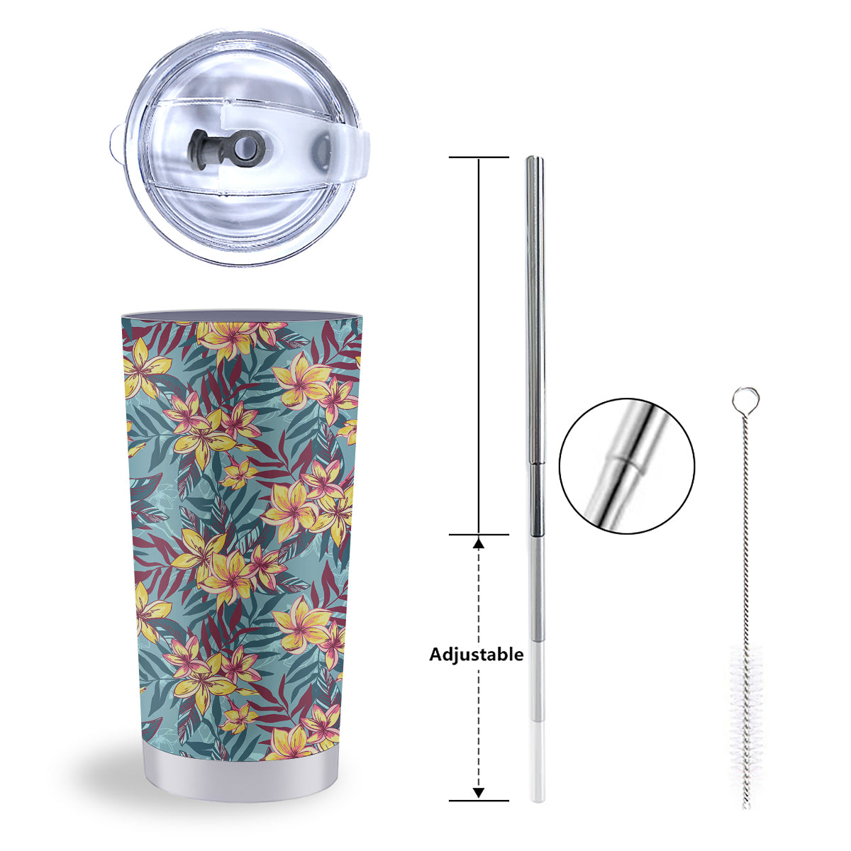 Plumeria Frangipani Tropical Print Pattern Tumbler-grizzshop