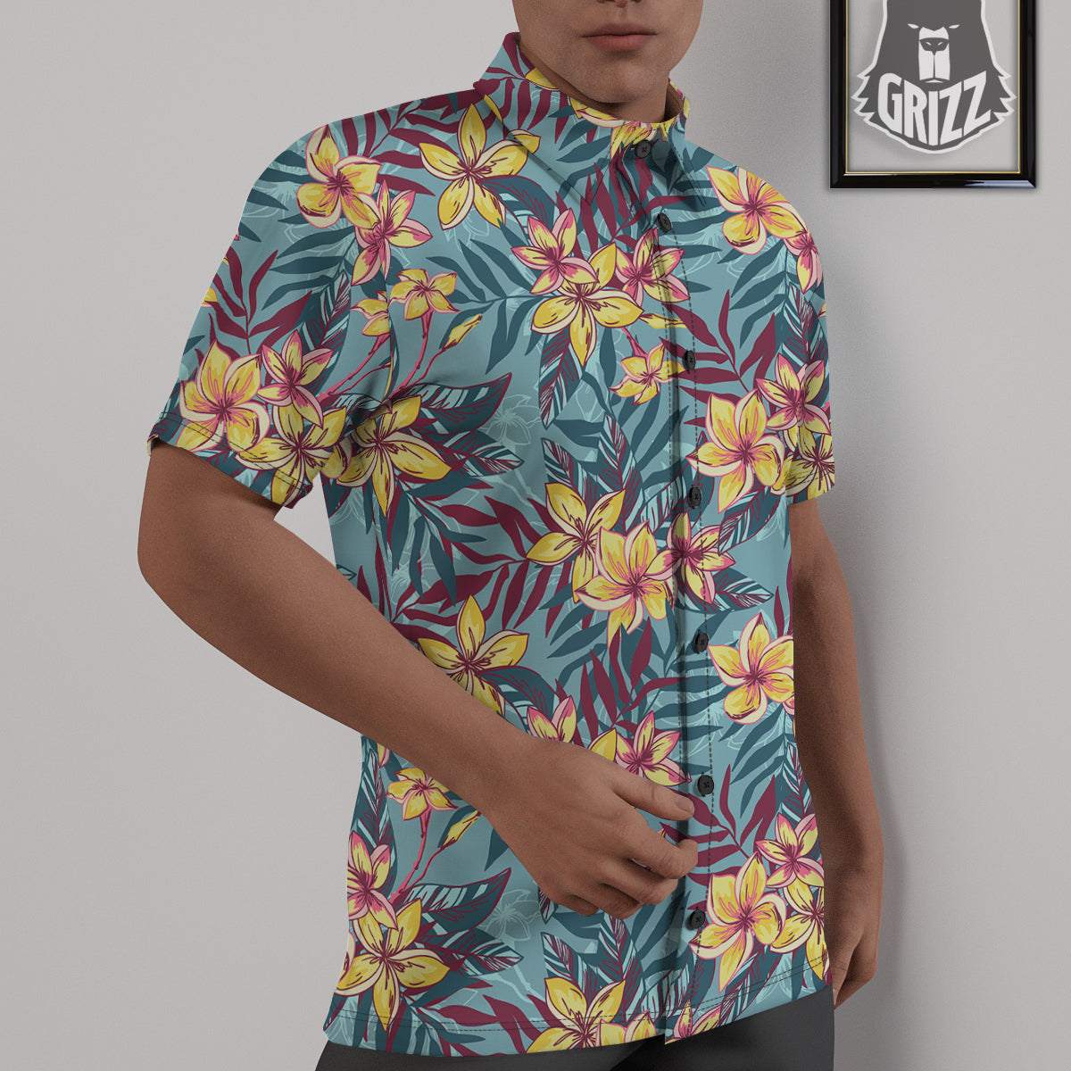 Plumeria Frangipani Tropical Print Pattern Untucked Shirts-grizzshop