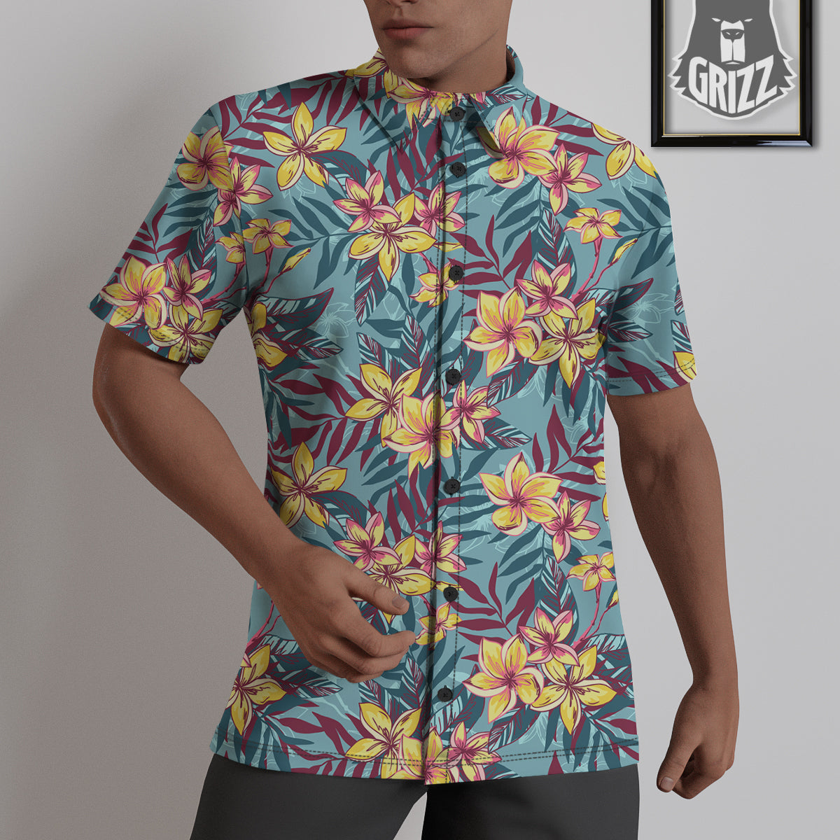 Plumeria Frangipani Tropical Print Pattern Untucked Shirts-grizzshop