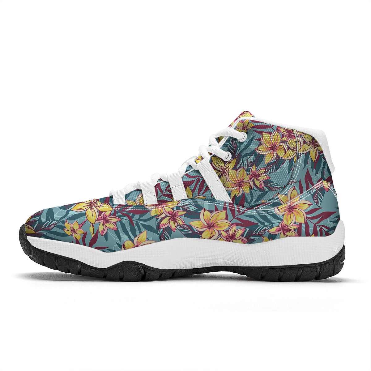 Plumeria Frangipani Tropical Print Pattern White Bball Shoes-grizzshop