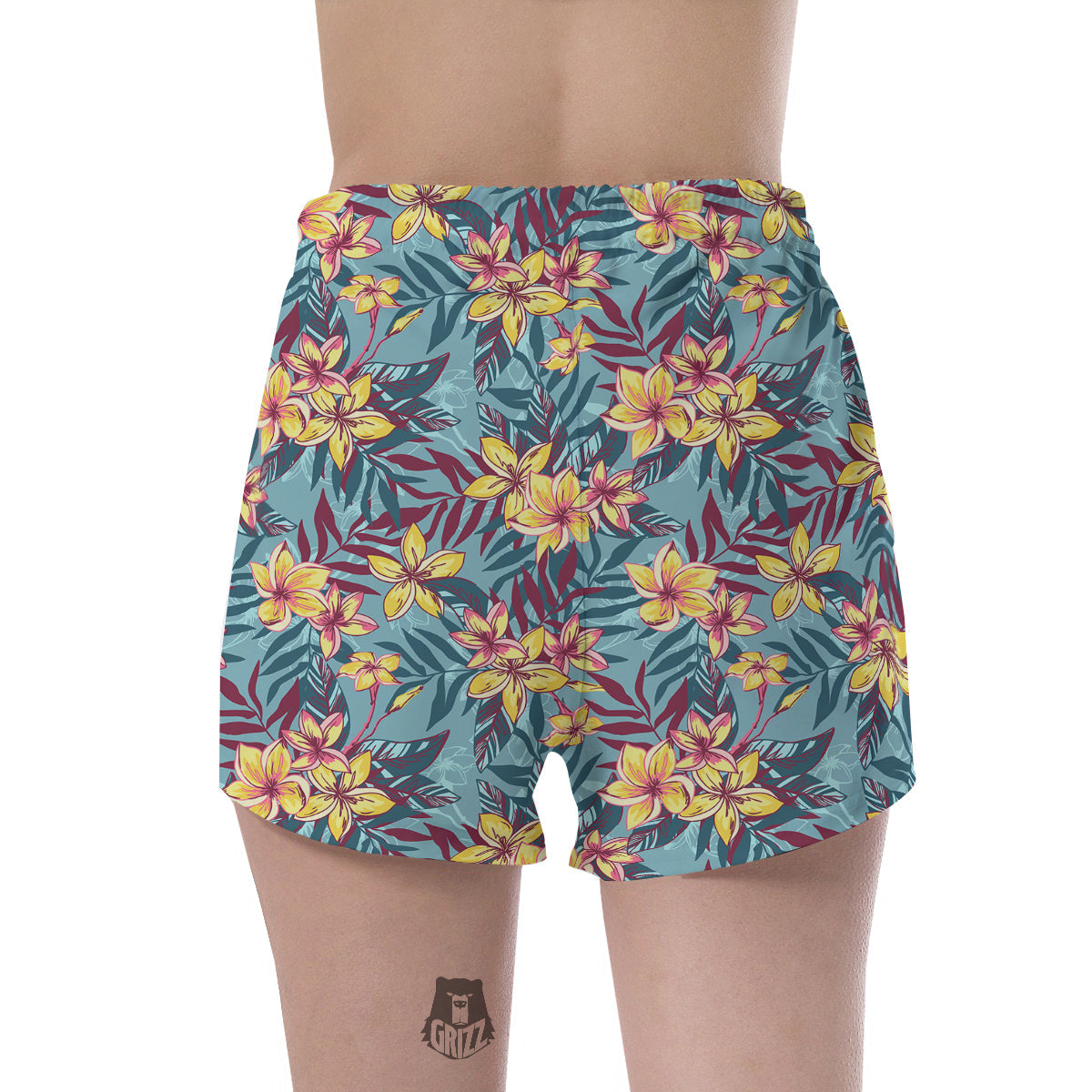 Plumeria Frangipani Tropical Print Pattern Women's Shorts-grizzshop