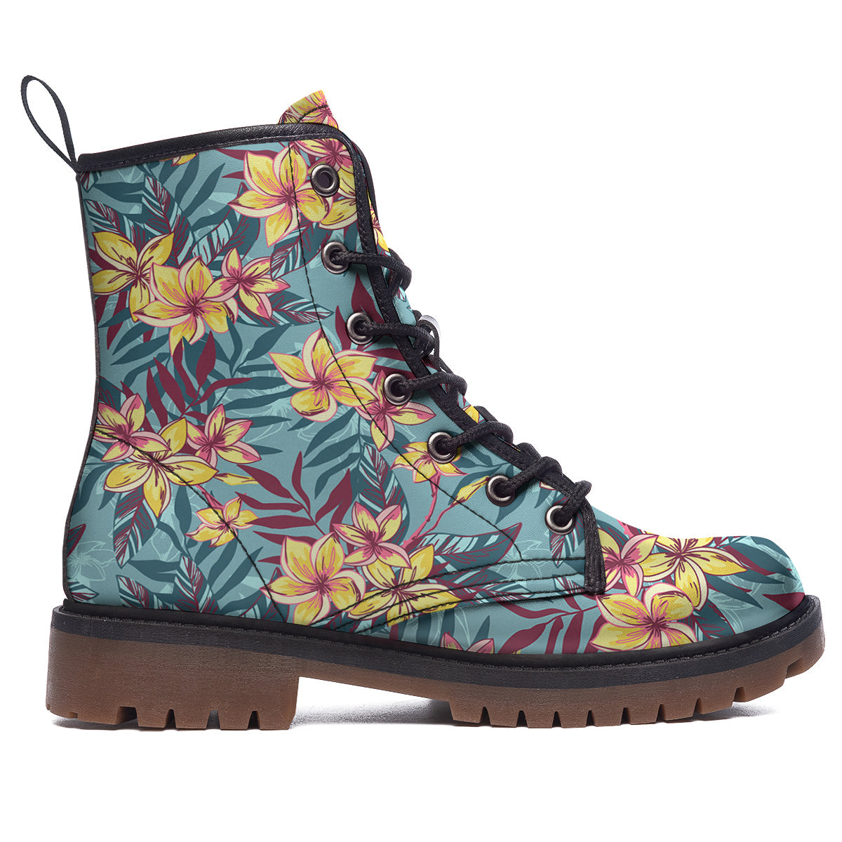 Plumeria Frangipani Tropical Print Pattern Work Boots-grizzshop