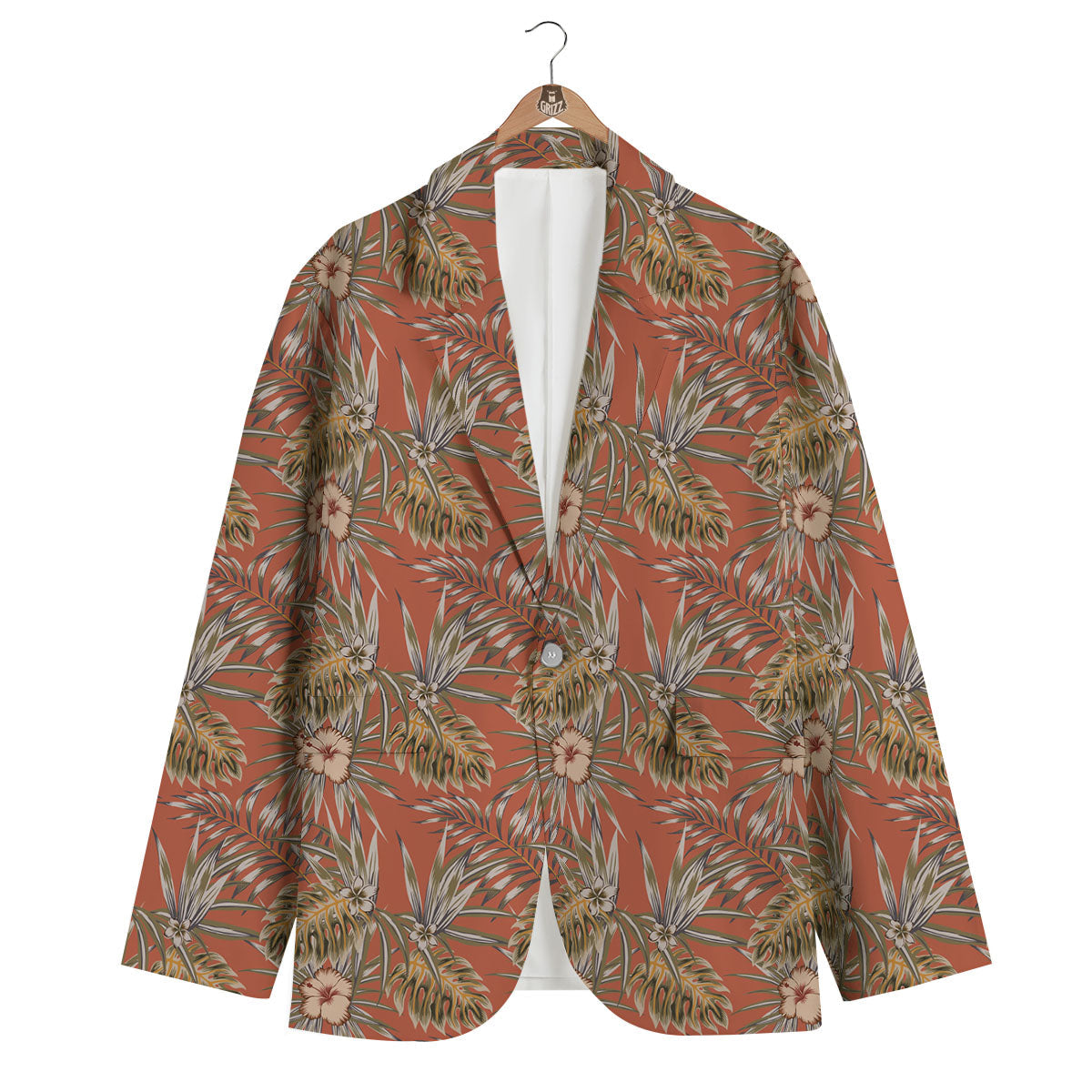 Plumeria Hibiscus Vintage Print Pattern Men's Blazer-grizzshop