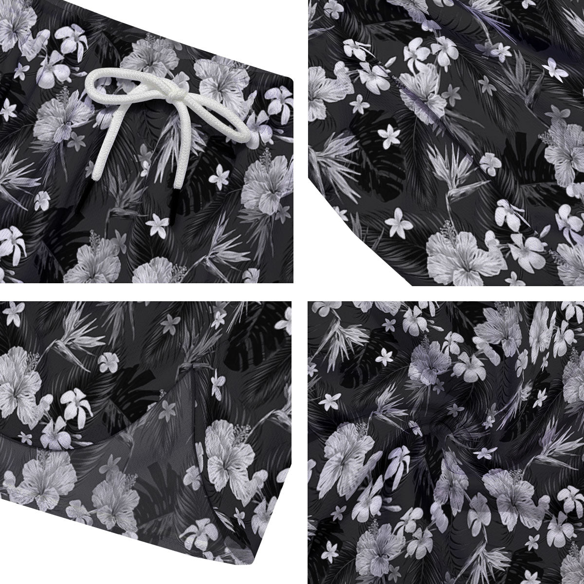 Plumeria Monochrome Print Pattern Men's Running Shorts-grizzshop