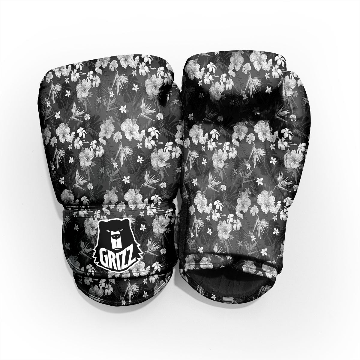 Plumeria Monochrome Print Pattern Pro Boxing Glove