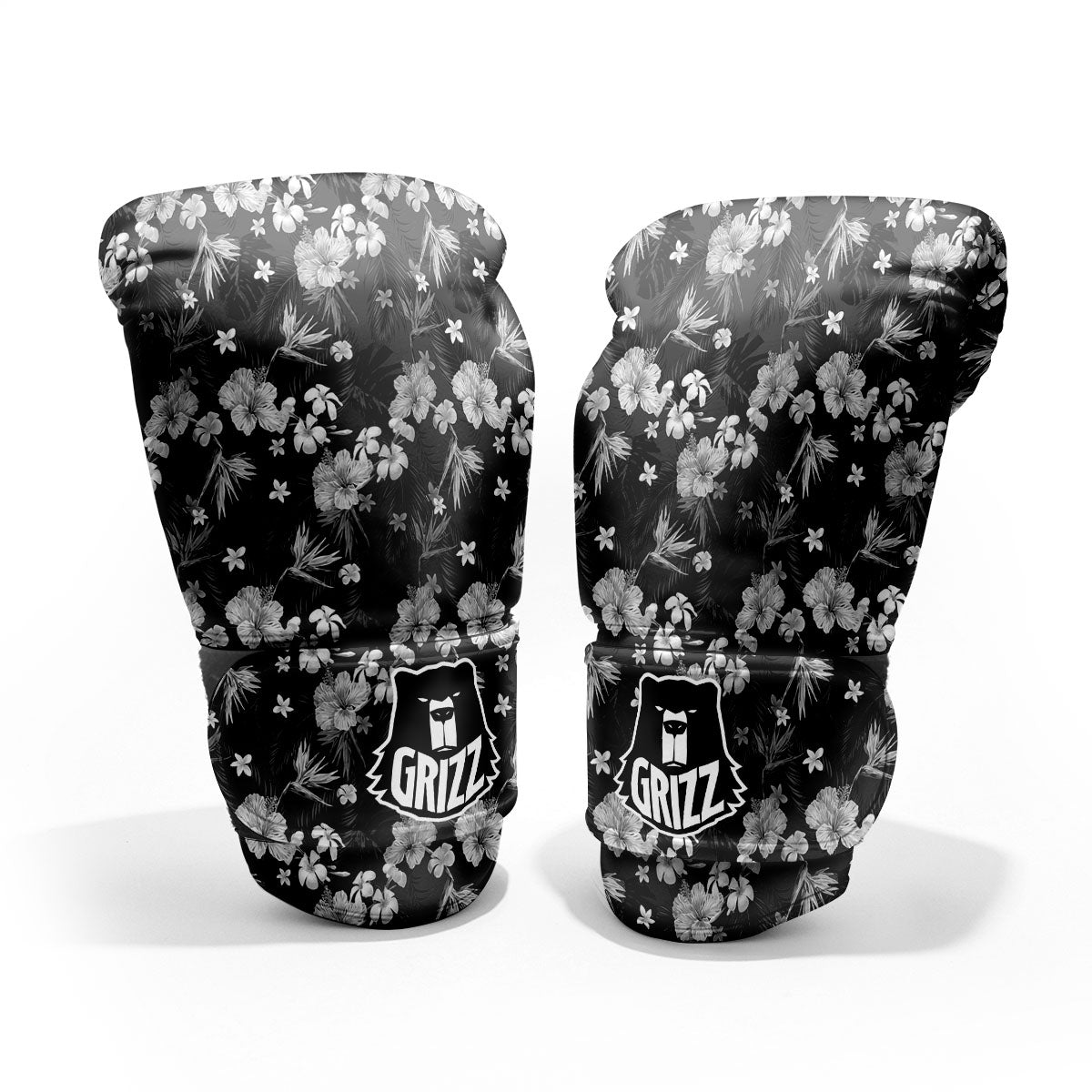 Plumeria Monochrome Print Pattern Pro Boxing Glove