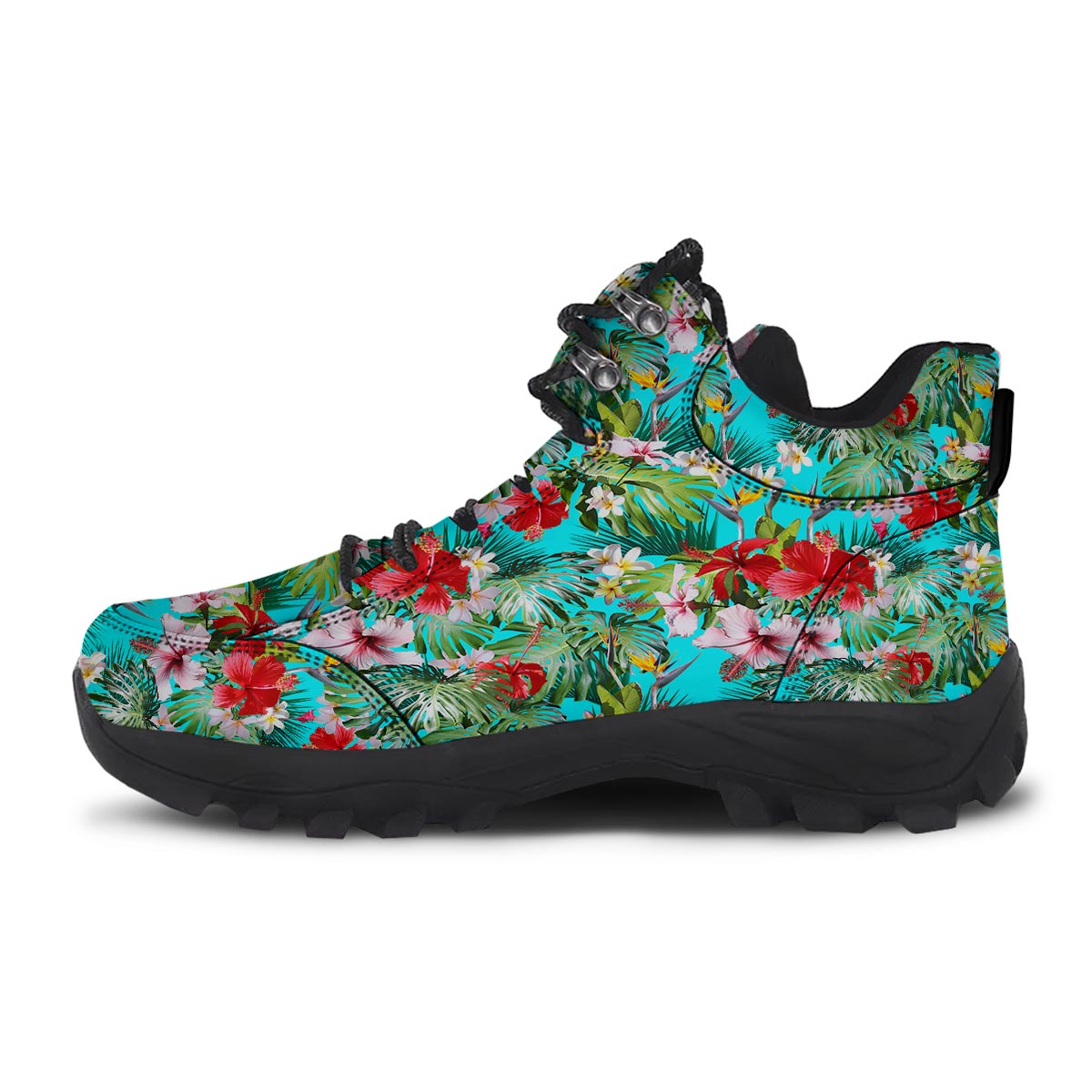 Plumeria Red Hibiscus Print Pattern Hiking Shoes-grizzshop