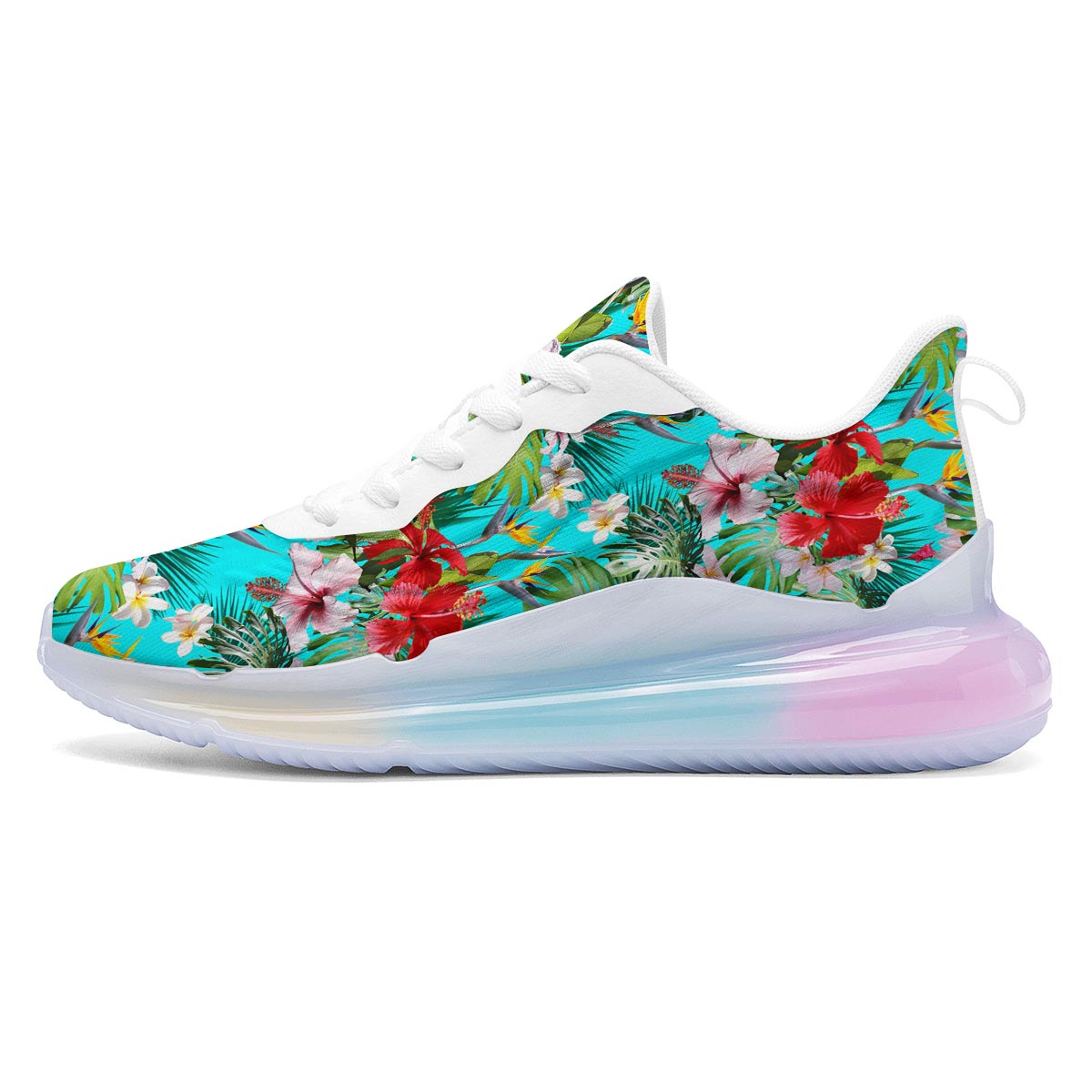 Plumeria Red Hibiscus Print Pattern Running Sneakers-grizzshop