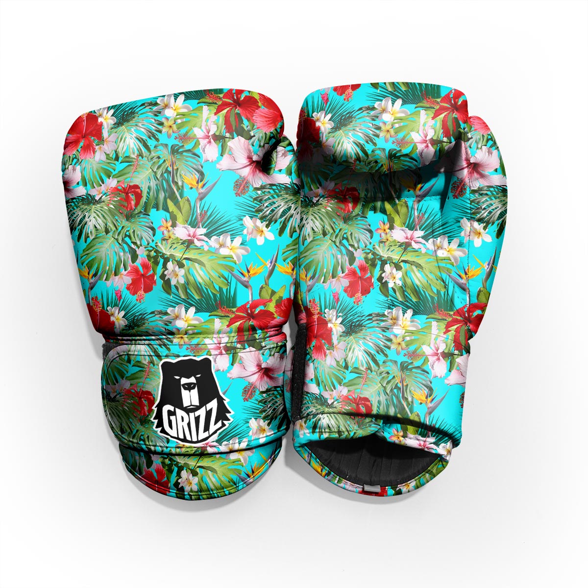 Plumeria Red Hibiscus Print Pattern Pro Boxing Glove