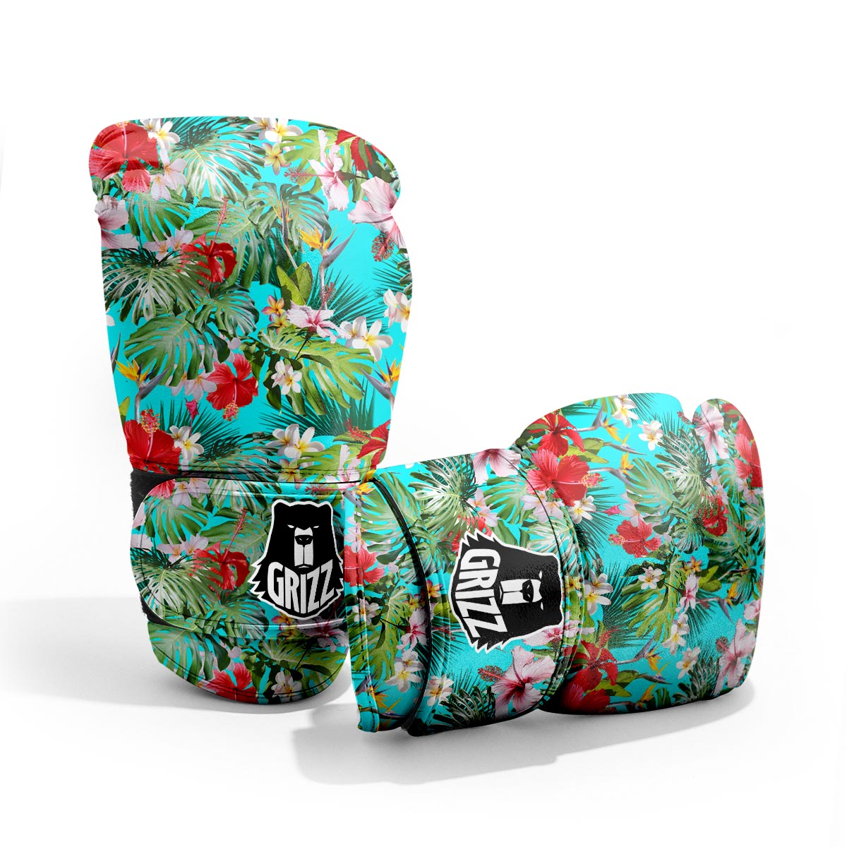 Plumeria Red Hibiscus Print Pattern Pro Boxing Glove