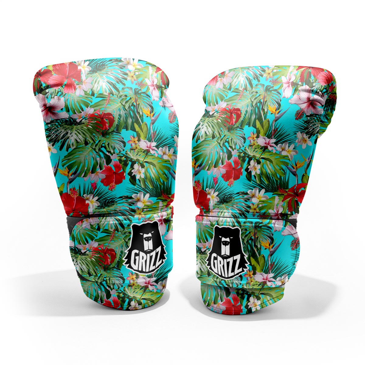 Plumeria Red Hibiscus Print Pattern Pro Boxing Glove
