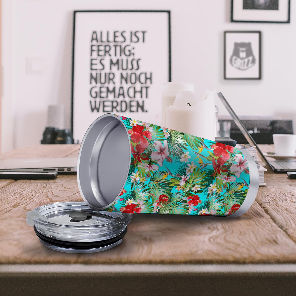 Plumeria Red Hibiscus Print Pattern Tumbler-grizzshop