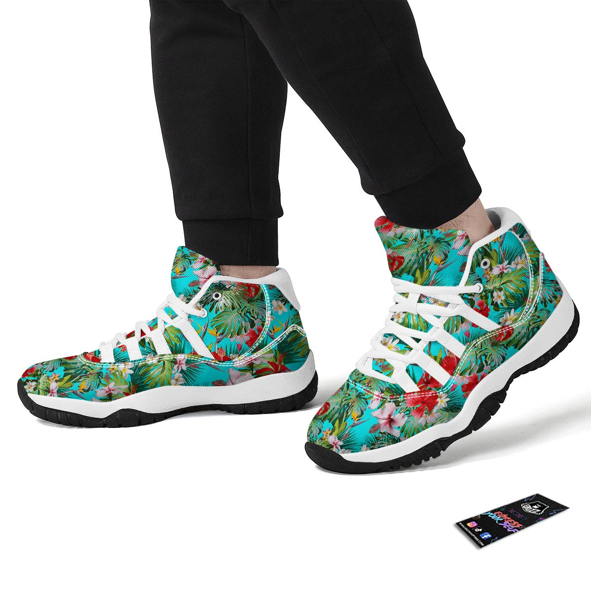Plumeria Red Hibiscus Print Pattern White Bball Shoes-grizzshop