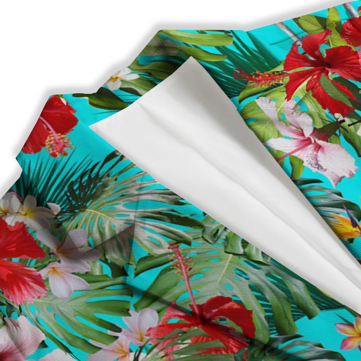 Plumeria Red Hibiscus Print Pattern Women's Blazer-grizzshop