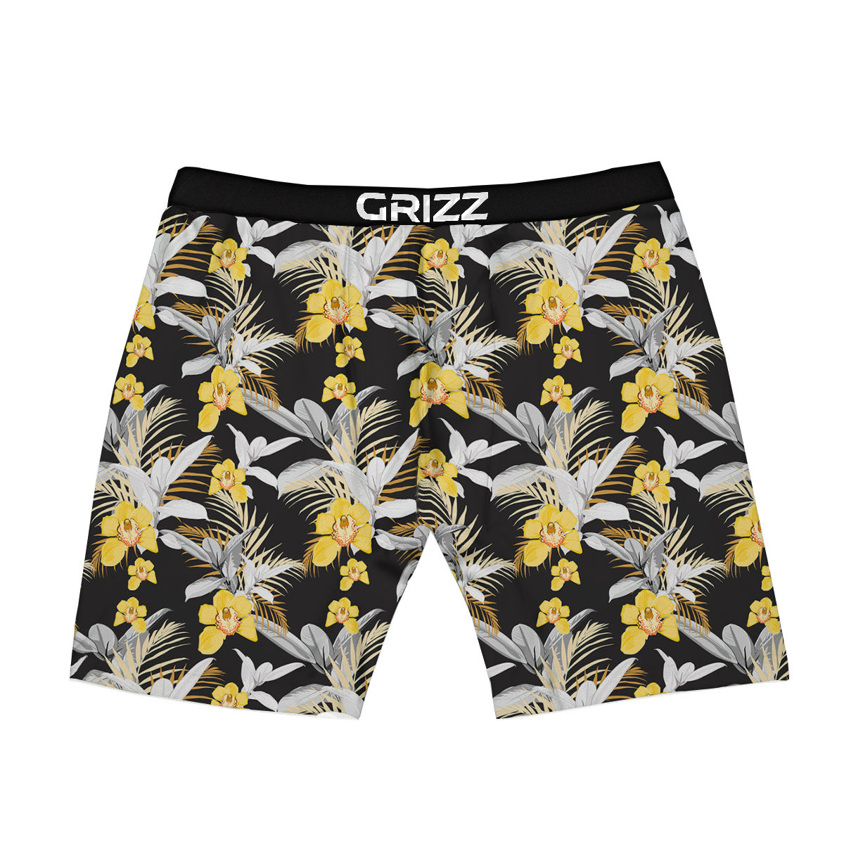 Plumeria Yellow And Black Print Pattern Boxer Briefs-grizzshop
