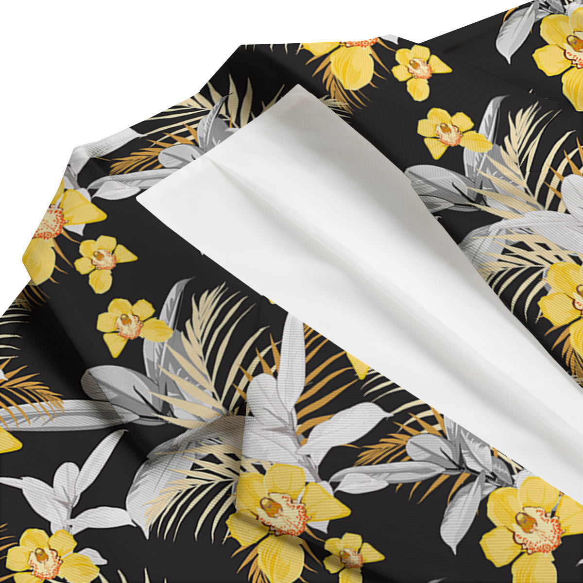 Plumeria Yellow And Black Print Pattern Men's Blazer-grizzshop
