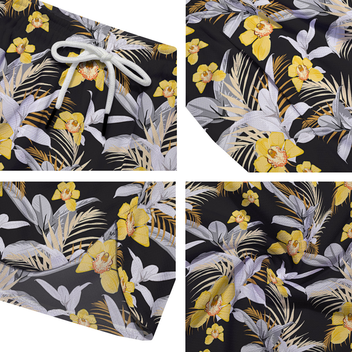 Plumeria Yellow And Black Print Pattern Men's Running Shorts-grizzshop