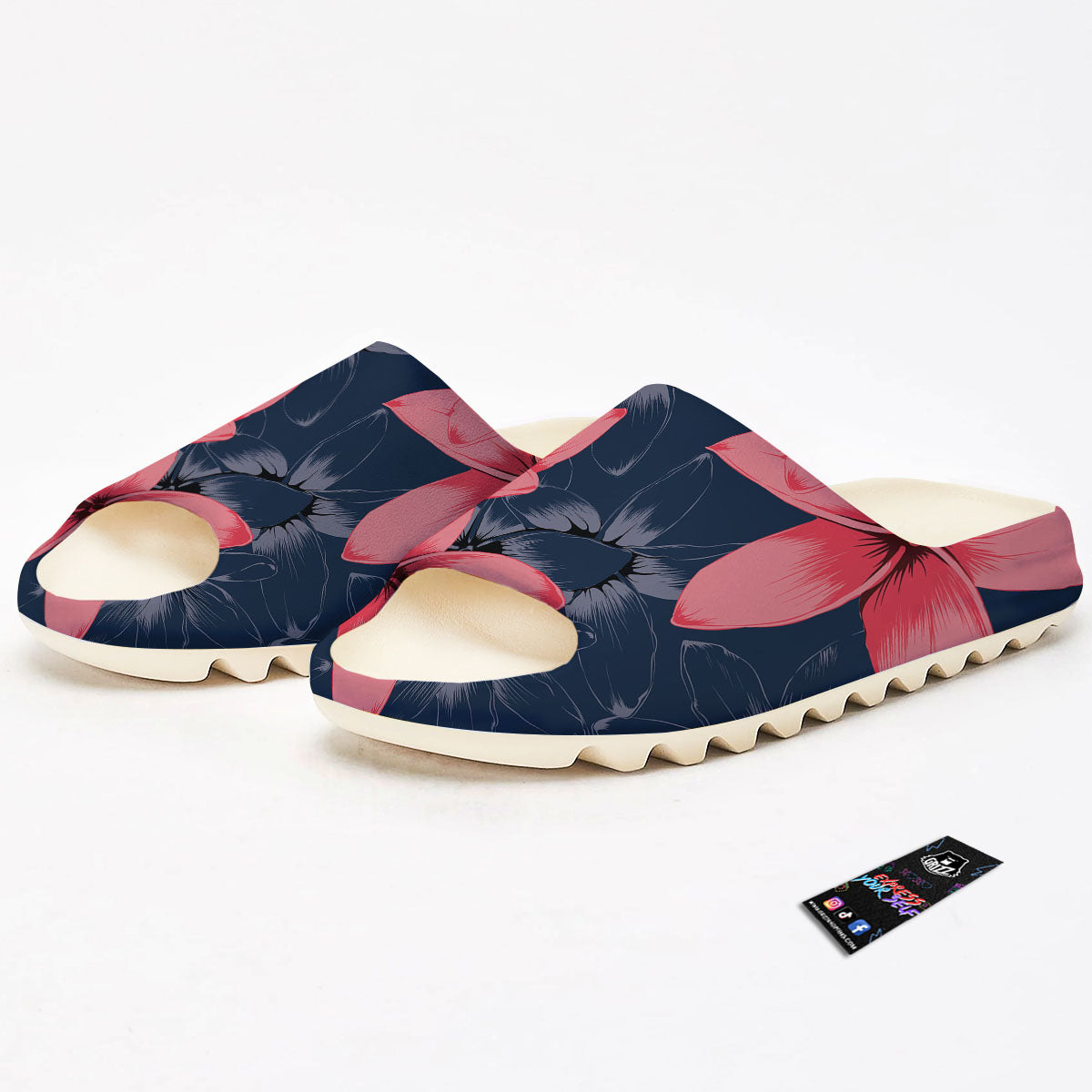 Plumeria Flower Pink Print Sandals-grizzshop