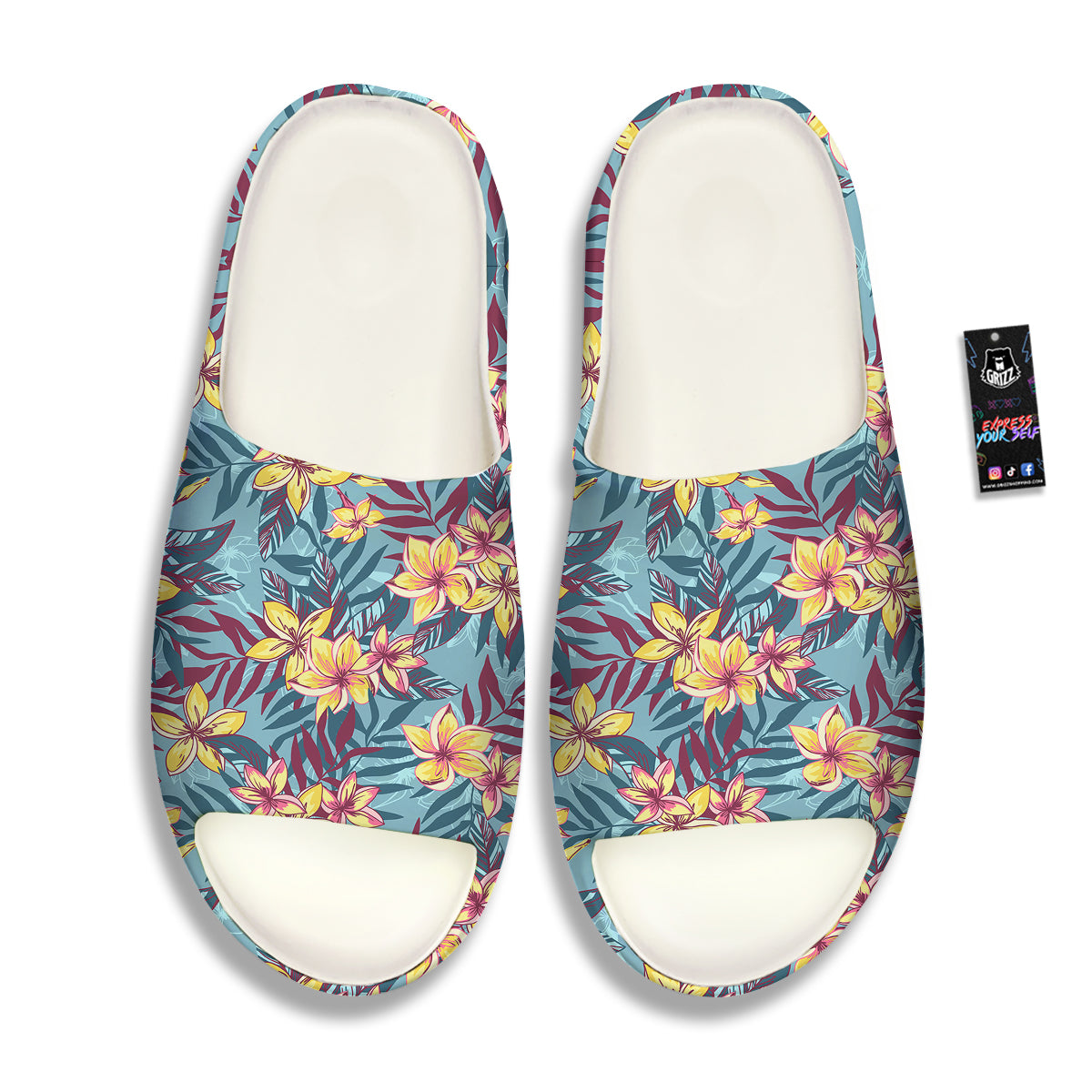 Plumeria Frangipani Tropical Print Pattern Sandals-grizzshop