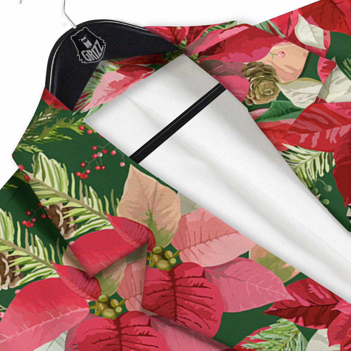 Poinsettia Christmas Vintage Print Pattern Men's Sport Coat-grizzshop