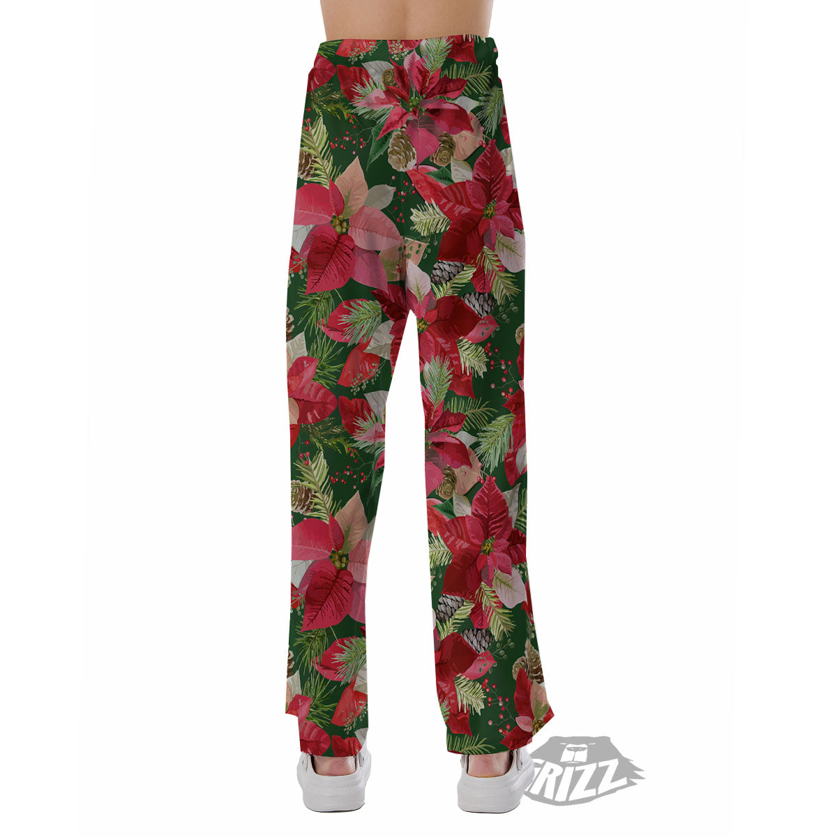 Poinsettia Christmas Vintage Print Pattern Pajama Pants-grizzshop