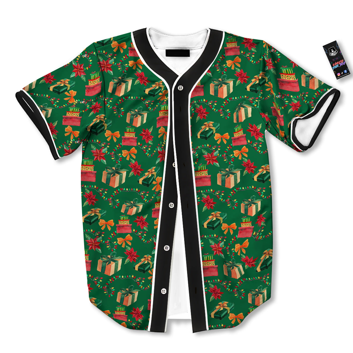 Poinsettia Cute Christmas Print Pattern Baseball Jersey-grizzshop