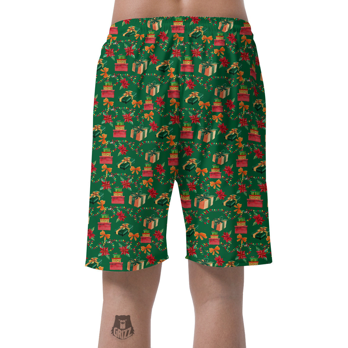 Poinsettia Cute Christmas Print Pattern Men's Shorts-grizzshop
