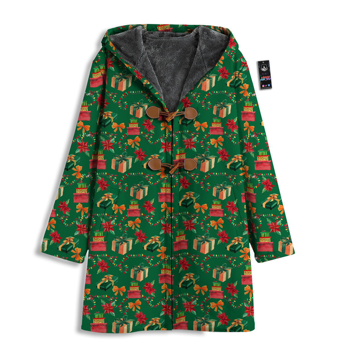 Poinsettia Cute Christmas Print Pattern Men's Windbreaker Jacket-grizzshop