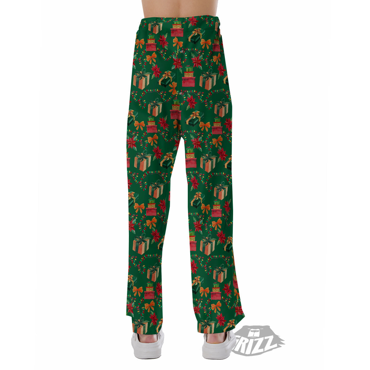 Poinsettia Cute Christmas Print Pattern Pajama Pants-grizzshop