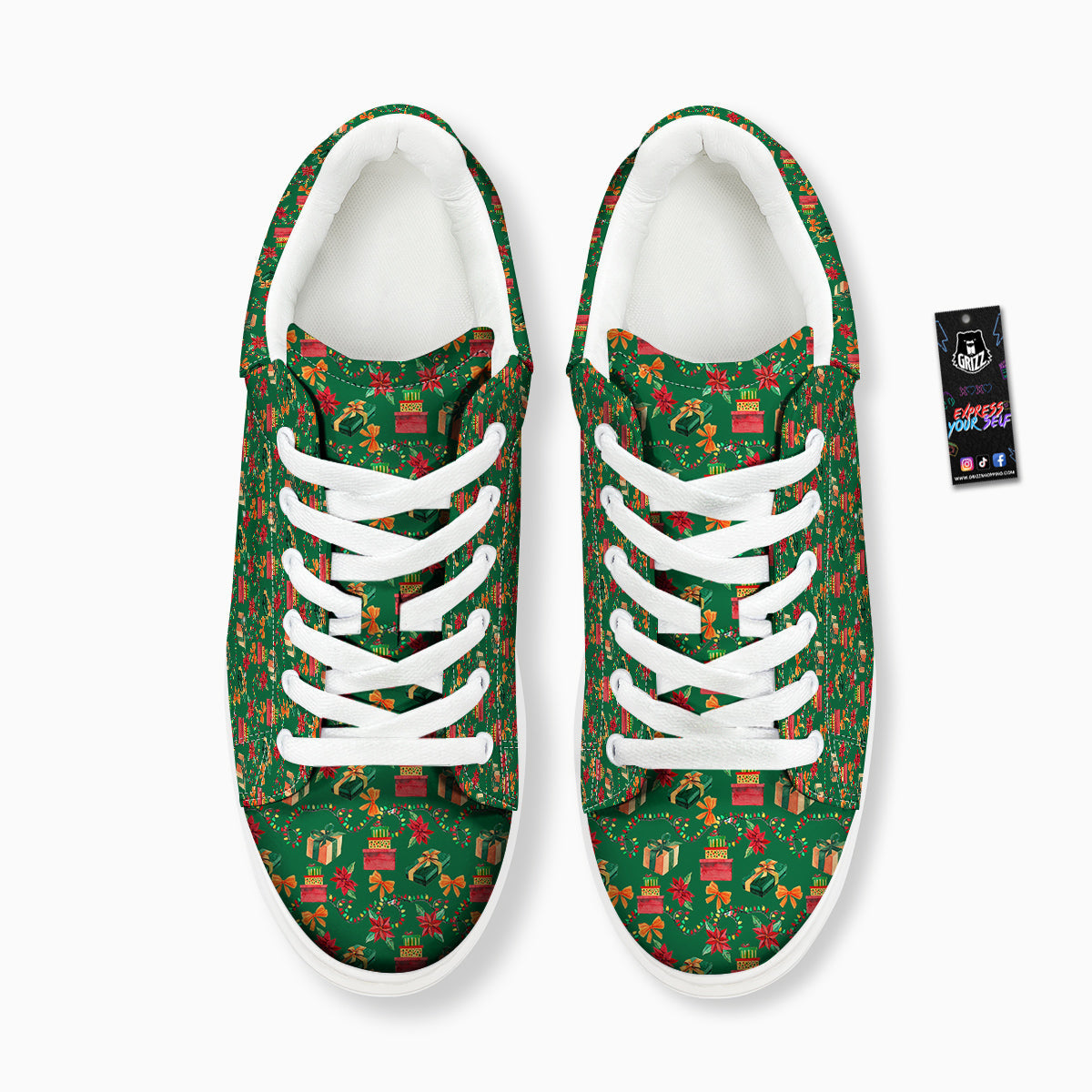 Poinsettia Cute Christmas Print Pattern Platform Shoes-grizzshop