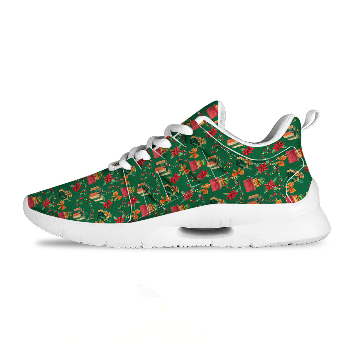 Poinsettia Cute Christmas Print Pattern Tennis Shoes-grizzshop