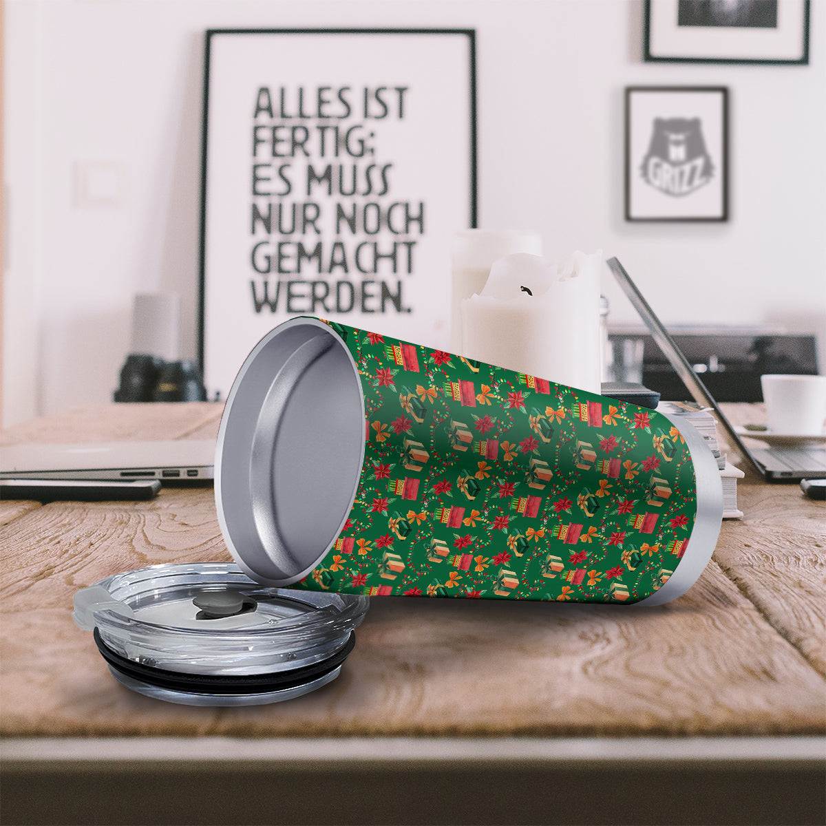Poinsettia Cute Christmas Print Pattern Tumbler-grizzshop