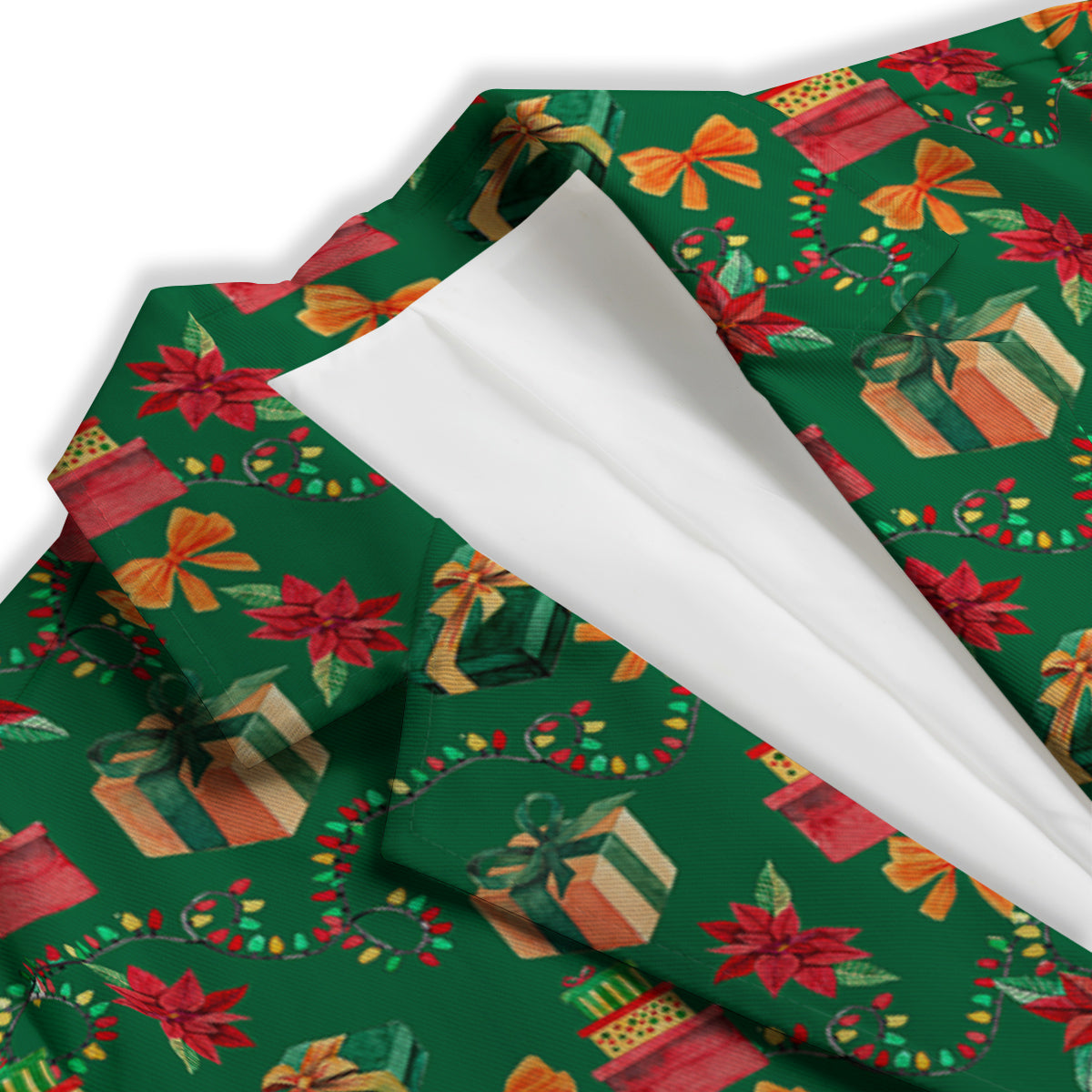 Poinsettia Cute Christmas Print Pattern Women's Blazer-grizzshop