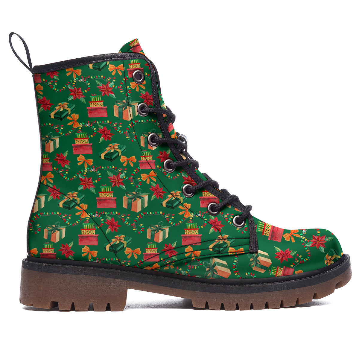 Poinsettia Cute Christmas Print Pattern Work Boots-grizzshop