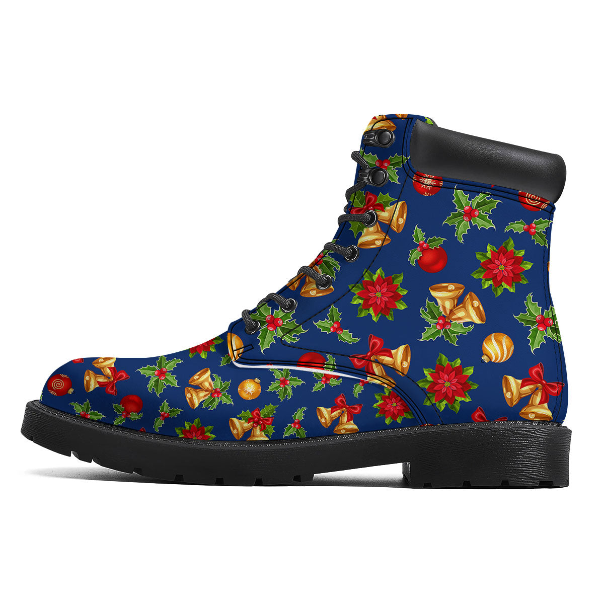 Poinsettia Merry Christmas Print Pattern Boots-grizzshop