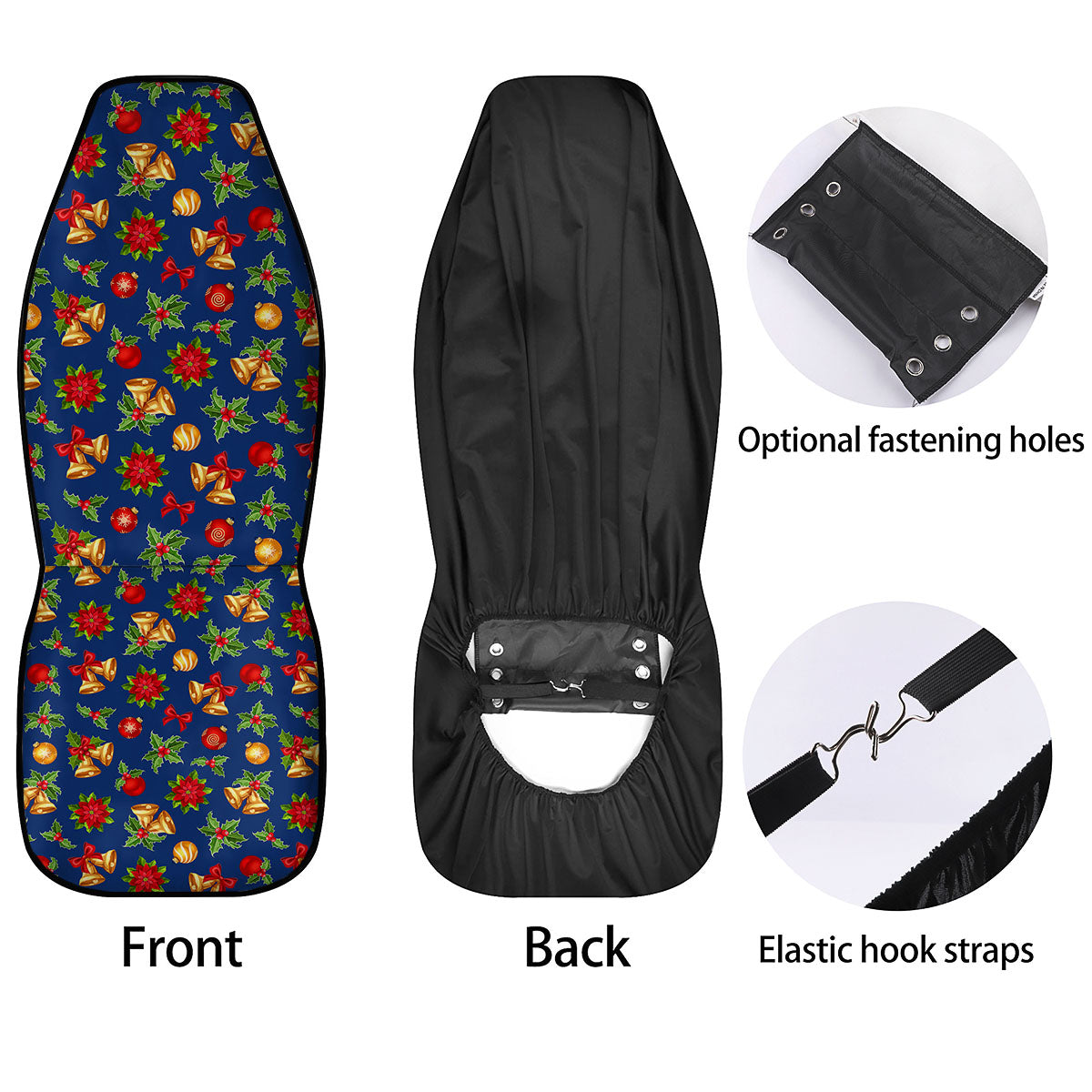 Poinsettia Merry Christmas Print Pattern Car Seat Covers-grizzshop