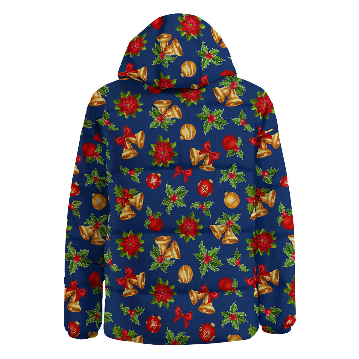 Poinsettia Merry Christmas Print Pattern Down Jacket-grizzshop