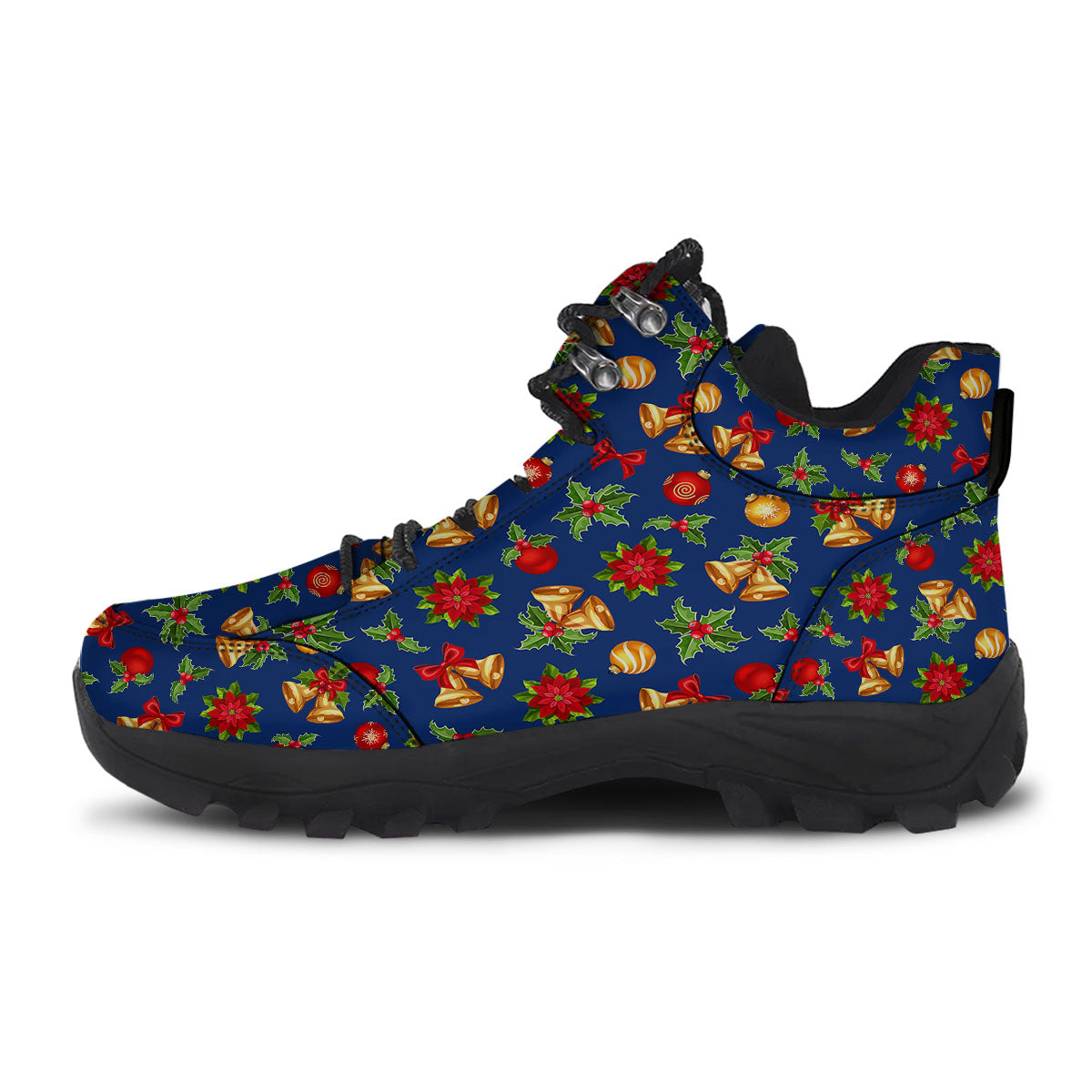 Poinsettia Merry Christmas Print Pattern Hiking Shoes-grizzshop