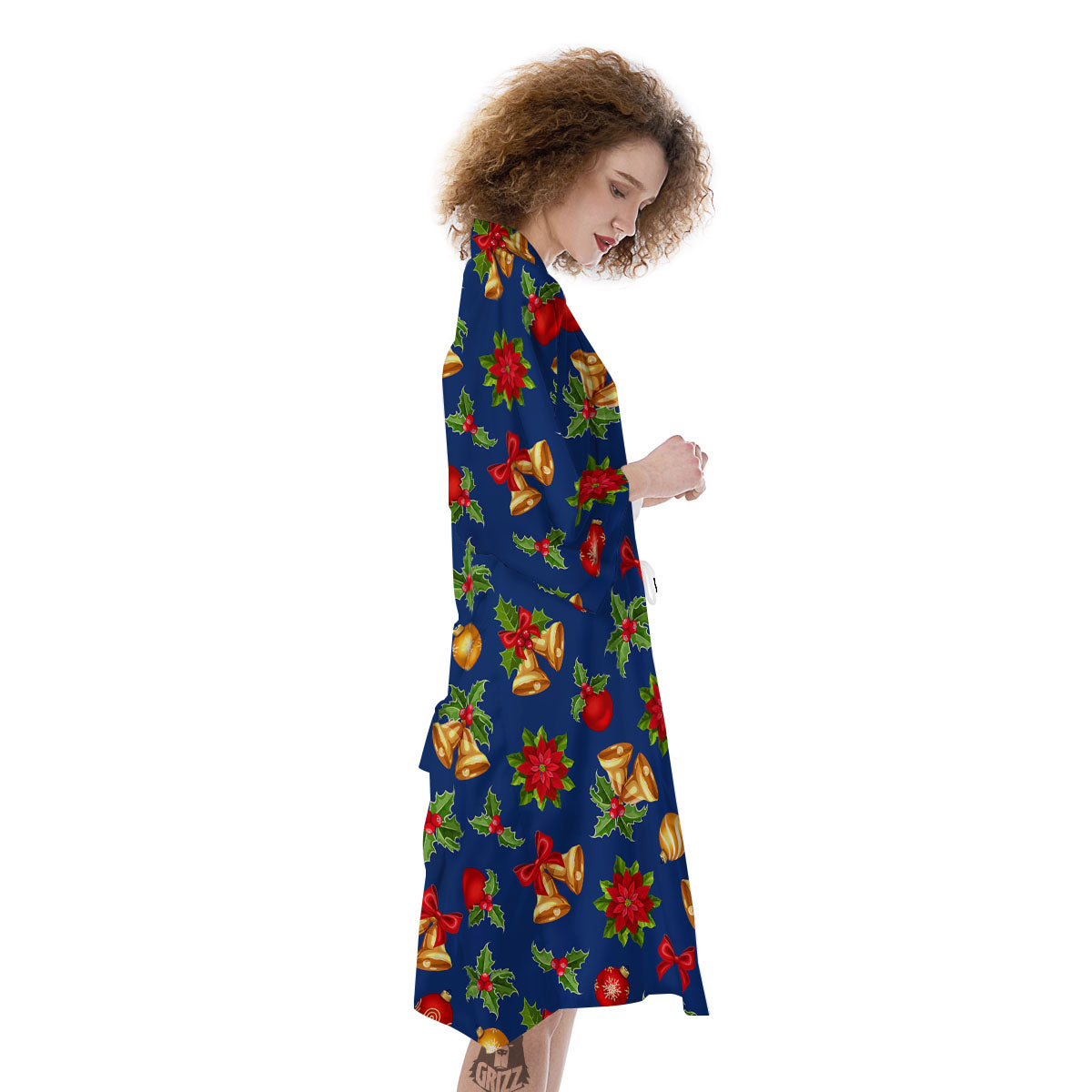 Poinsettia Merry Christmas Print Pattern Kimono-grizzshop