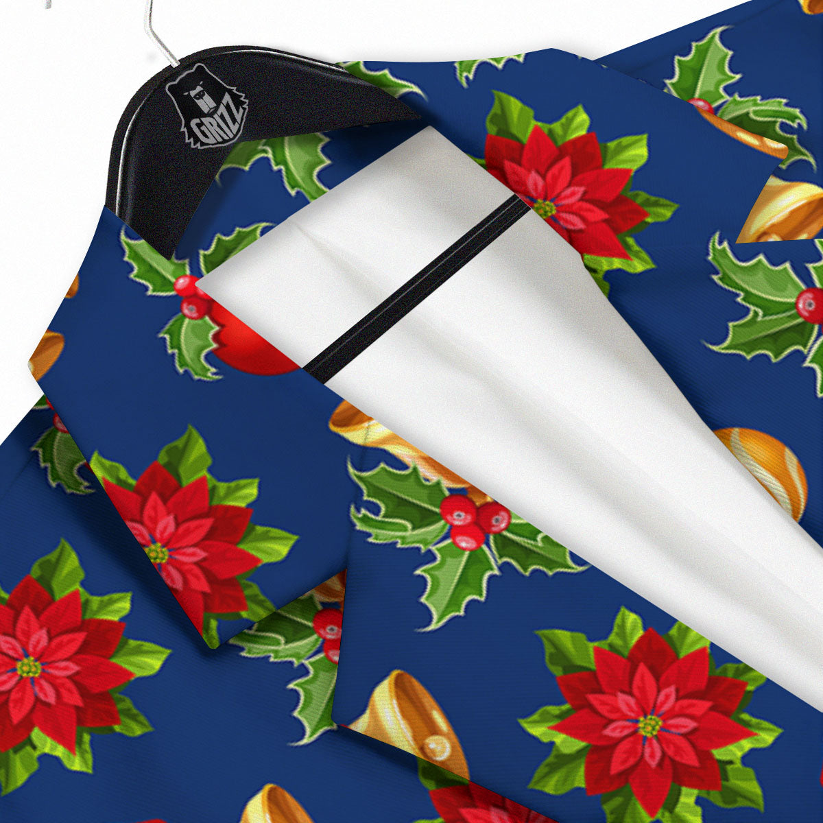 Poinsettia Merry Christmas Print Pattern Men's Sport Coat-grizzshop