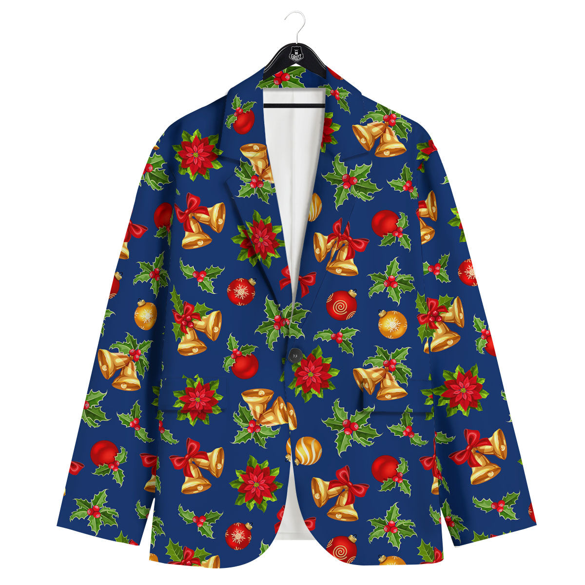 Poinsettia Merry Christmas Print Pattern Men's Sport Coat-grizzshop