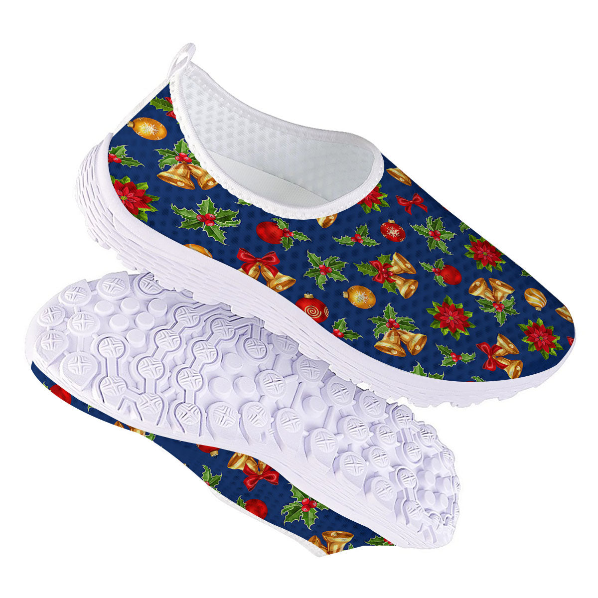 Poinsettia Merry Christmas Print Pattern Nurse Shoes-grizzshop