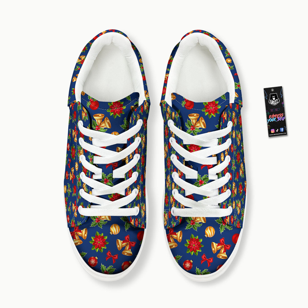 Poinsettia Merry Christmas Print Pattern Platform Shoes-grizzshop