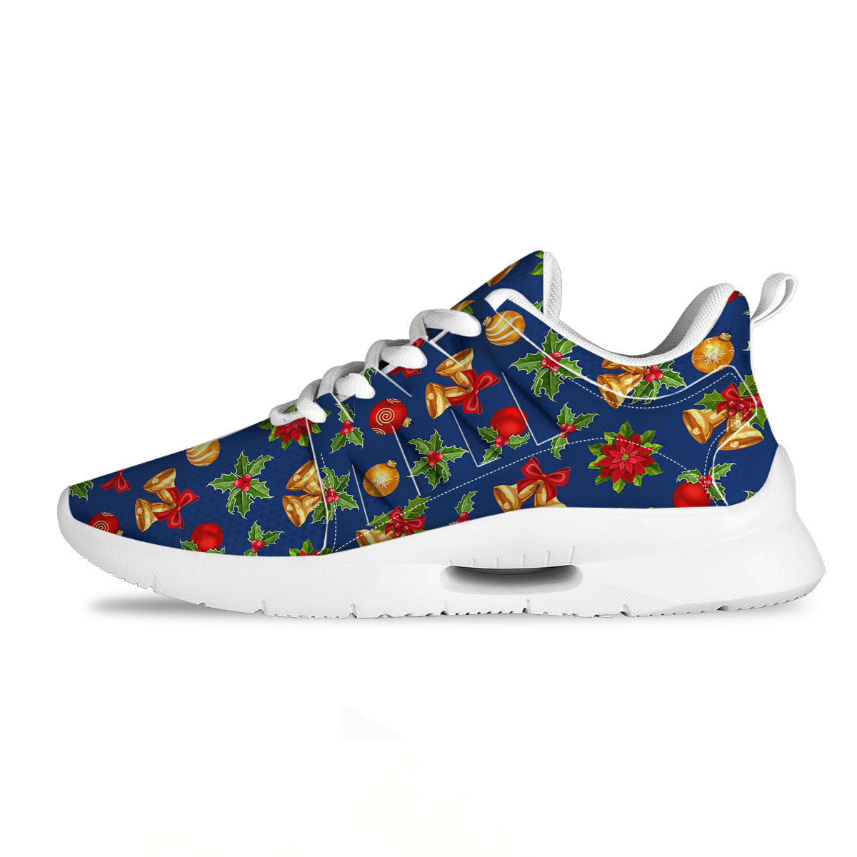 Poinsettia Merry Christmas Print Pattern Tennis Shoes-grizzshop