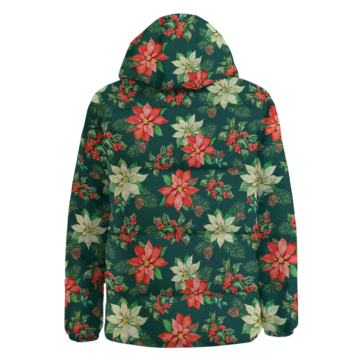 Poinsettia Watercolor Print Pattern Down Jacket-grizzshop